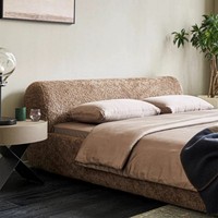 Lit double capitonné moderne italien minimaliste |   Lit en bois massif avec cadre souple et housse amovible pour hôtels et appartements