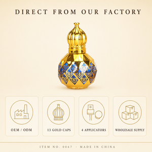 Flacone Vuoto Personalizzato per Profumo Attar, in Vetro con Astuccio in Filigrana Dorata Smaltata, Ricaricabile, Rotondo, per <span class=keywords><strong>Oud</strong></span> - Vendita all'Ingrosso Diretta dalla Fabbrica - Product Image 5