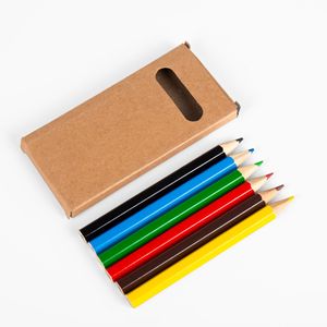 6 màu ngắn bút chì màu nhỏ đặt hộp giấy kraft nhiều màu kết hợp Bút chì vẽ trẻ em - Product Image 6