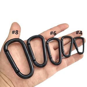 All Black D Type Aluminum Alloy <b>Carabiners</b> Electrophoretic Coating Universal Outdoor Use Size 4 5 6 7 8 - Product Image 3