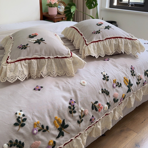 Parure de lit 4 pièces en soie glacée effet croco avec passepoil contrastant et broderie monogramme – Housse de couette de luxe pour hôtel, tailles Queen et <span class=keywords><strong>King</strong></span> - Product Image 4
