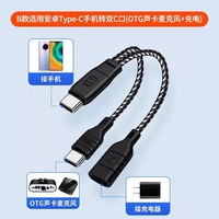 Mikrofon Kerah Nirkabel dengan Kabel Audio OTG Khusus untuk Streaming Langsung, Mendengarkan Musik & Merekam Saat Mengisi Daya