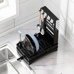 Support de rangement réglable en acier pour comptoir, pour casseroles, poêles et couvercles de cuisine - Product Image 3