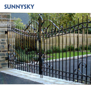 Sunnysky nhà máy bán hiện đại New Deer thiết kế 16ft/20ft wrought sắt đường lái xe chính cổng - Product Image 3