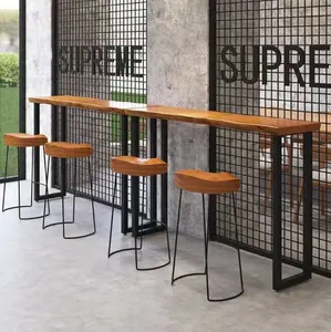 İskandinav katı ahşap minimalist tasarım bar masası ve sandalye seti