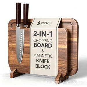 Support magnétique transfrontalier en bois pour couteaux, range-couteaux domestique en bois massif, planche à découper multifonctionnelle - Product Image 1