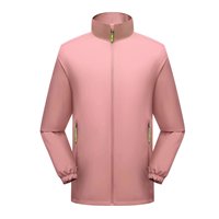 Veste d'extérieur unisexe fine avec revêtement imperméable en TPU en polyester pongé et doublure intérieure en mesh, vêtement d'extérieur décontracté à fermeture éclair
