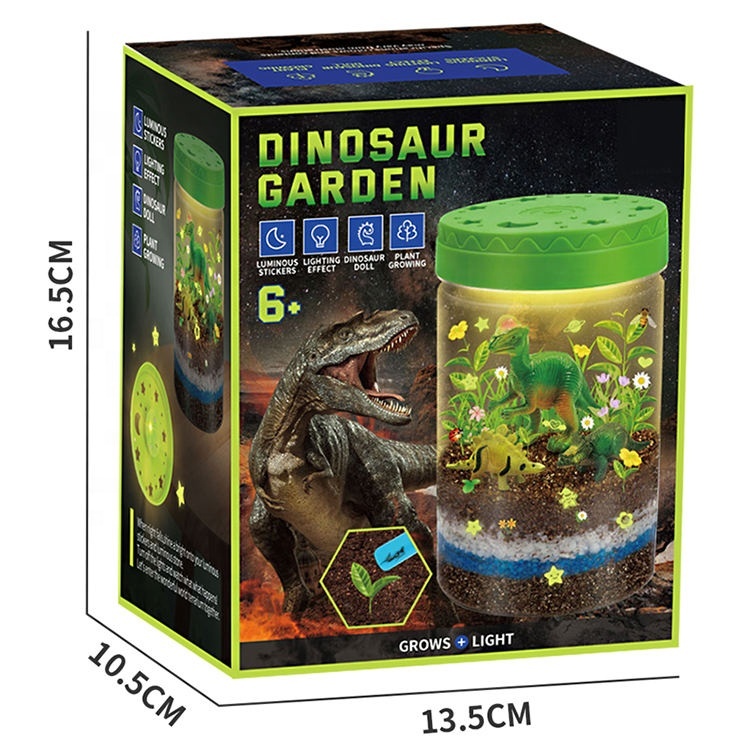 UCAMP Terrario De Dinosaurios Con Luz LED 13 Colores – Kit Manualidades Infantil Regalo 4-10 Años