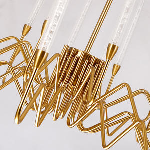 D23.6in американская свеча ветка акриловый стержень Подвесная лампа Золотая Роскошная светодиодная Хрустальная люстра ручной выдувной муранский пузырьковый стеклянный свет - Product Image 4