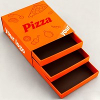 Cajas de Cartón Deslizantes para Pizza, Embalaje de Alimentos Personalizado de Fábrica OEM al por Mayor, Cajas de Pizza de Múltiples Niveles