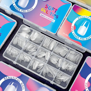 رقع أظافر ثلاثية الأبعاد فرنسية من ABS رفيعة للغاية مقاومة للماء قصيرة مربعة نصف غطاء أظافر مزيفة يمكن ارتداؤها للأصابع - Product Image 1