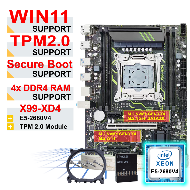 X99-XD4/E5-2680V4/TPM2.0/Base de ventilateur