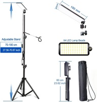 Lampe de barbecue portable avec support trépied télescopique en métal réglable Interface USB alimentée par lampe de travail LED