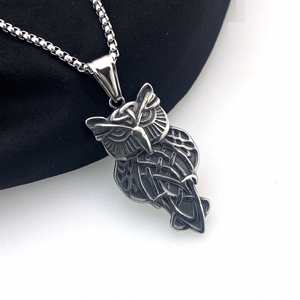 Stainless Steel Nordic Vikings Runes Amulet Pendant Owl <b>Necklace</b> Owl Animal Jewelry Talisman Vintage Viking Punk <b>Necklace</b> - Product Image 5