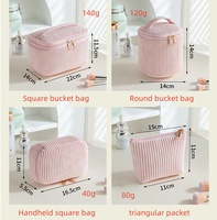 Pochette cosmétique en velours côtelé doux pour femmes Portable Nylon tissé trousse de toilette avec fermeture éclair sac à main maquillage organisateur voyage
