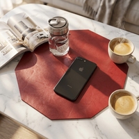 Nouveau Set de Table en Cuir Imperméable et Anti-Taches pour Restaurant et Maison, Dessous de Verre en Cuir de Luxe, Tapis de Table Personnalisable avec Logo