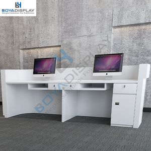 Nhà Máy Giá Tùy Chỉnh Kích Thước Bằng Gỗ Salon Trắng Bàn Tiếp Tân Bàn Văn Phòng Với Ngăn Kéo - Product Image 6