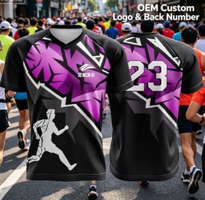 Camiseta Deportiva Sublimada con Cuello en <span class=keywords><strong>V</strong></span> de Secado Rápido para Hombre, Personalizada con Graffiti, Número y Logotipo, Uniforme de Equipo de Maratón - Product Image 4