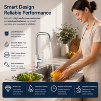 Robinet de cuisine minimaliste en alliage de zinc, monotrou eau froide, finition chromée, à poser sur plan, robinet de lavabo moderne