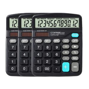 ポータブルデスクトップ金融電卓12桁ディスプレイ付きソーラーバッテリー駆動プラスチック材料オフィス用 - Product Image 1