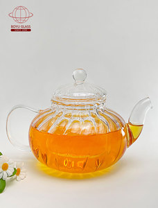 Vente chaude Chinois Transparent Borosilicate <span class=keywords><strong>Théière</strong></span> En Verre 600ml/800ml À La Main <span class=keywords><strong>Citrouille</strong></span> Rayure <span class=keywords><strong>Théière</strong></span> Safe Drinkware Café - Product Image 6