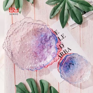 أطباق عتيقة متعددة الألوان باللون الأزرق والوردي الجليدي الإبداعي على الطراز الياباني لتناول وجبات الفاكهة والوجبات الخفيفة والعشاء - Product Image 3