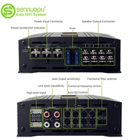 Snuopu Amplificateur de puissance audio stéréo de voiture Amplificateur de voiture à 4 canaux 4 canaux Classe D Noir 12 Amplificateur universel à gamme complète 15AX2