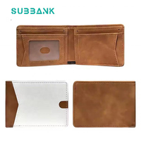 Portefeuille carré en cuir PU personnalisable Subbank, vierge pour sublimation, porte-cartes pliable pour femme, impression sur une face