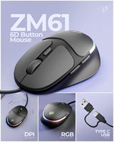Ratón para juegos RGB con cable, ratón eléctrico de competición, programación de pistola de prensa Macro para escritorio