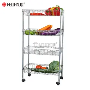 Mini estante de Metal cromado de 4 niveles, cesta de cocina, carrito
