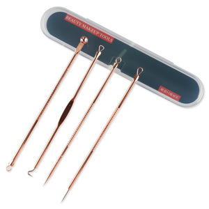 Kit de Agujas para Acné, Juego de Cuatro Piezas, Acero Inoxidable Color Oro Rosa, Removedor de Puntos Negros para el Rostro, Herramientas de Belleza - Product Image 1