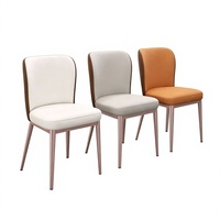 Chaise de salle à manger minimaliste moderne avec dossier ergonomique et pieds en acier au carbone - Cuir PU résistant à l'usure pour la maison, l'hôtel, le restaurant
