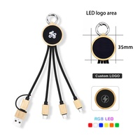 Logo lumineux Câble de charge rapide 4 en 1 Charge rapide 2.4A Nylon tressé Adaptateur de chargeur de téléphone Chargeur de téléphone de type C avec porte-clés