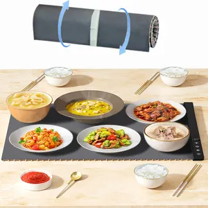 Portable Electric Food Warmer with Adjustable Temperature Foldable Silicone Plate Fast Heating Fahrenheit 110V/ Celsius 220V