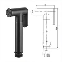GEE-N Robinet de bidet Shattaf en laiton, ensemble de douche sanitaire mural, pulvérisateur de bidet pour toilettes, finition or brossé et noir