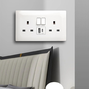 Jinmai UK Standard 13A USB Plug Wall Socket with Light Switch 250V Universal 1 Outlet 2 USB a 2 Type-C <strong>Ports</strong> Plastic <strong>White</strong>/Black - Product Image 2