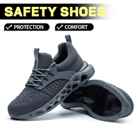 Sepatu Keselamatan Flyknit, Sol Bantalan EVA, Pelindung Jari Kaki Baja Anti Benturan, Sepatu Kerja Ringan, Bernapas, Anti Selip untuk Pabrik dan Bengkel