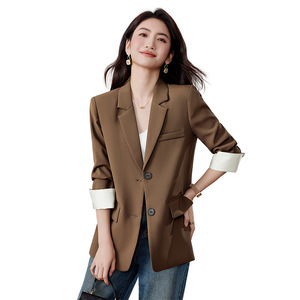 Women's Blazer Solid Color Polyester Breathable Loose Fit Spring Autumn Style - Product Image 5