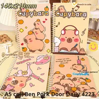 Carnet à spirale A5 mignon motif capybara, lignage horizontal, journal étudiant, journal de bureau – pour usage en classe, couverture en papier