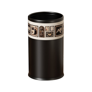 Artistic Design Metal Trash Can Cylindrical Large Capacity Indoor Use for Living Room Kitchen Bathroom - Product Image 2