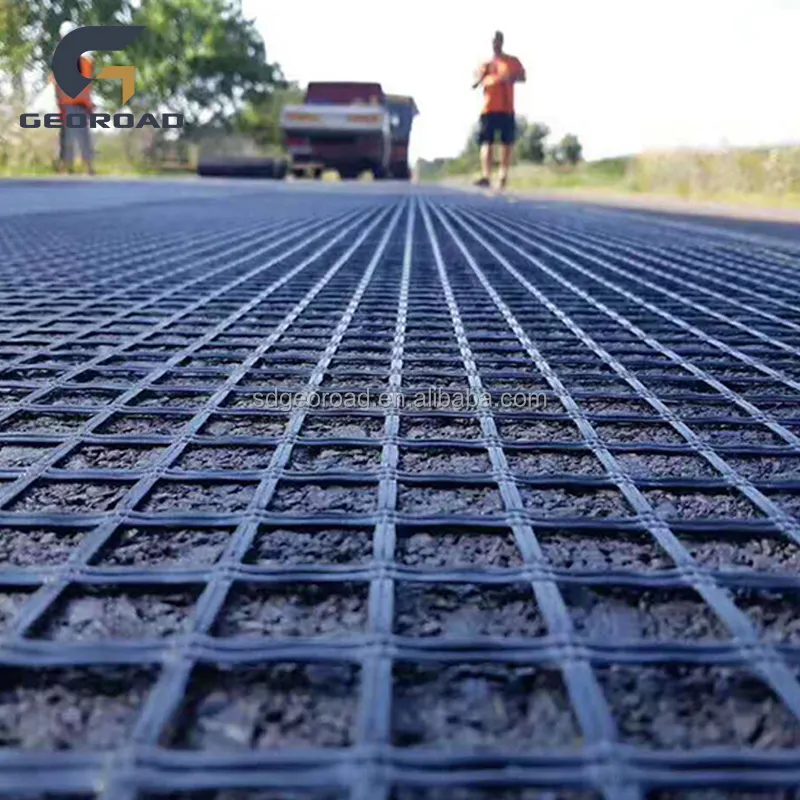 Yol yapımı için asfalt takviye Geogrid dokuma kaplı bitüm fiberglas örgü