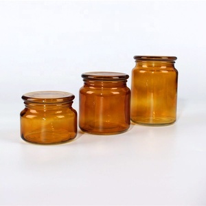 Portacandele in <span class=keywords><strong>vetro</strong></span> ambra <span class=keywords><strong>con</strong></span> coperchio per tappo 300ml 500m 700ml - Product Image 2