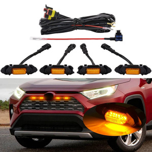 Toyota RAV4 Front Grille Amber <b>LED</b> <b>Lights</b> 4Pcs With <b>Wiring</b> Harness For Retrofit Upgrade - Product Image 1