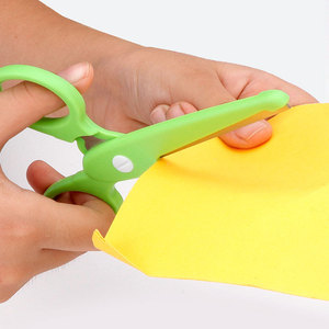 <b>Children</b> Safety <b>Scissors</b> Round Head Stainless Steel For Kids Paper Cutting Student Stationery Small Size Green Yellow Blue Pink - Product Image 1