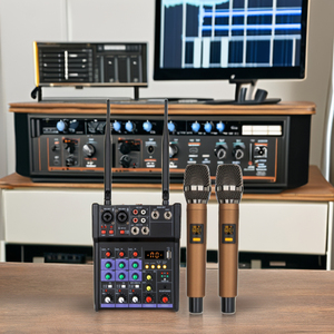 <span class=keywords><strong>ชุด</strong></span>ไมโครโฟน<span class=keywords><strong>คาราโอเกะ</strong></span>ไร้สายแบบมืออาชีพพร้อมฟังก์ชั่นตัดเสียงรบกวนการ์ดเสียงบ้านยูเอสบีบลูทูธคอนโซลมิกซ์ขนาด<span class=keywords><strong>เล็ก</strong></span> - Product Image 4