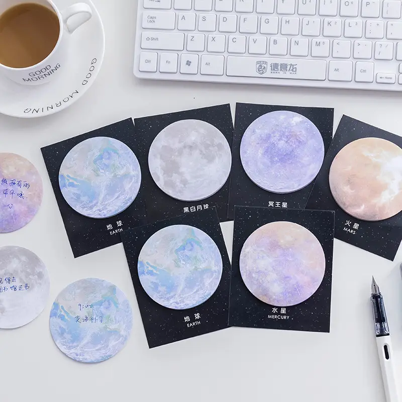 Cute Planet notes round note N times stickers stationery memo round sticky notes