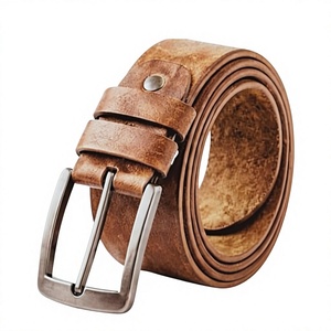 Cinturón de Cuero Vacuno Hecho a Mano con Hebilla de Acero, Ancho y Largo Personalizables, para Uso Diario Informal, Ajustable e Impermeable, para Jeans y Pantalones - Product Image 1