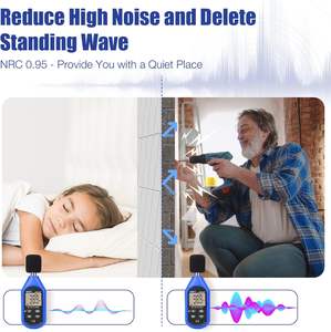 Paquete de 12 Paneles Acústicos Autoadhesivos de Diseño Moderno de 12\"X 12\"X 0.4\", Paneles Cuadrados Insonorizantes para Estudio de Música - Product Image 5