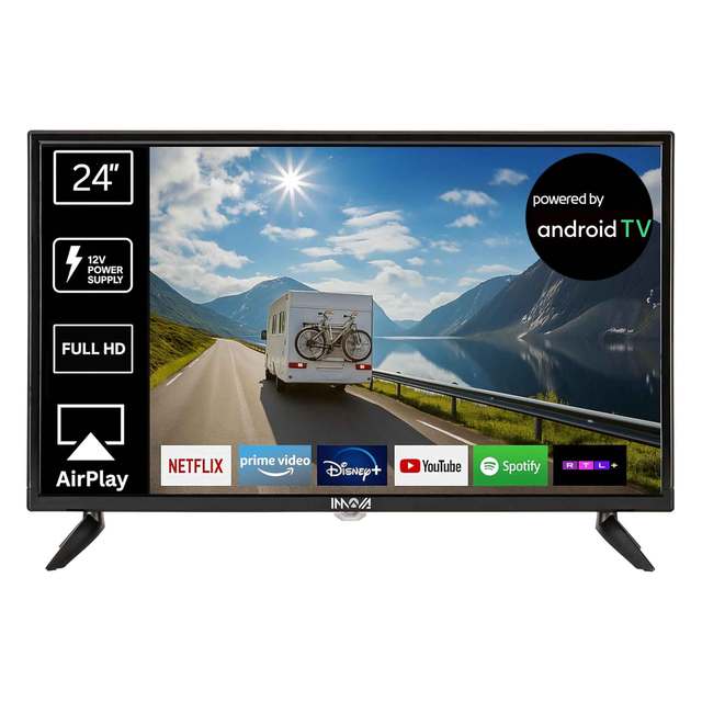 Latest Model 24 Inch 32 RV TV HDTV Smart 12V DC Anti-Vibration Low Power Off-Grid Ready VESA Mount LED Camping Caravan