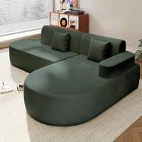 Canapé-lit sectionnel en PU vert en forme de L, design moderne, antidérapant, sans assemblage requis, meubles de salon pour la maison
